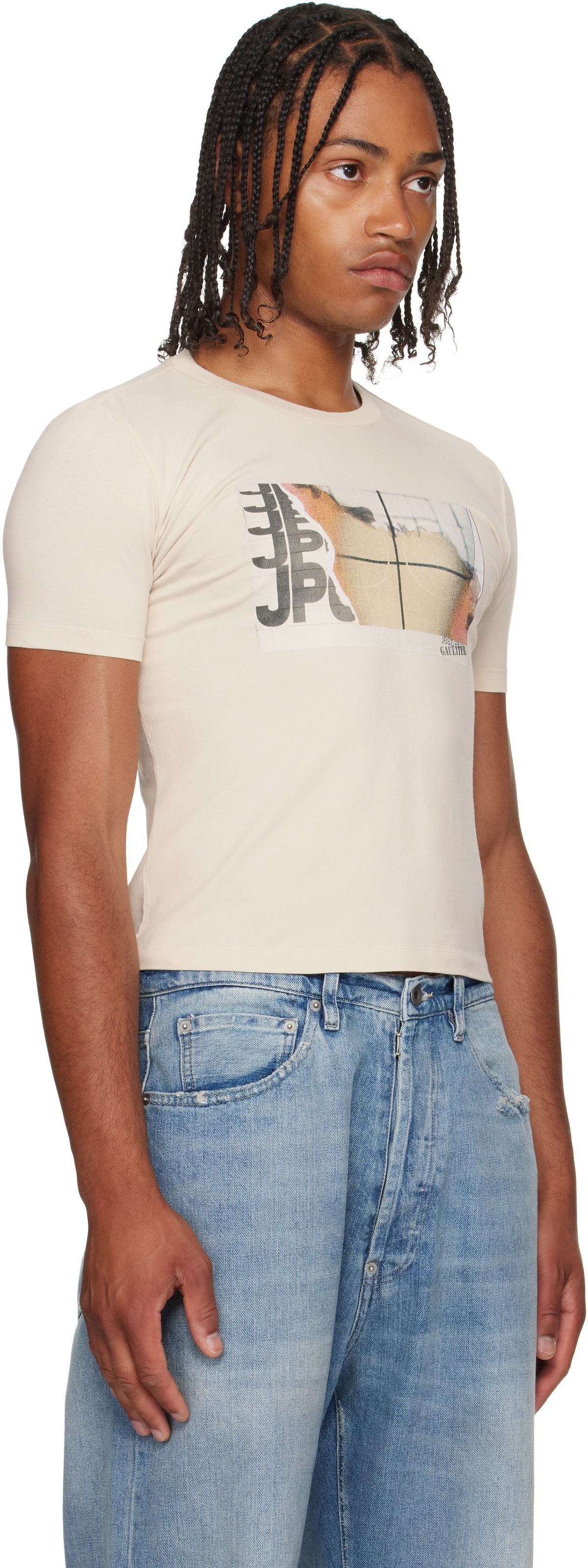 Jean Paul Gaultier Beige Printed Fire Baby T-shirt Jean Paul Gaultier