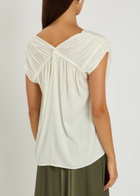 Vince Gathered Stretch-silk Blouse Off White