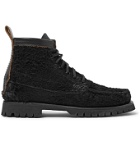 Yuketen - Angler Leather-Trimmed Brushed-Suede Boots - Black