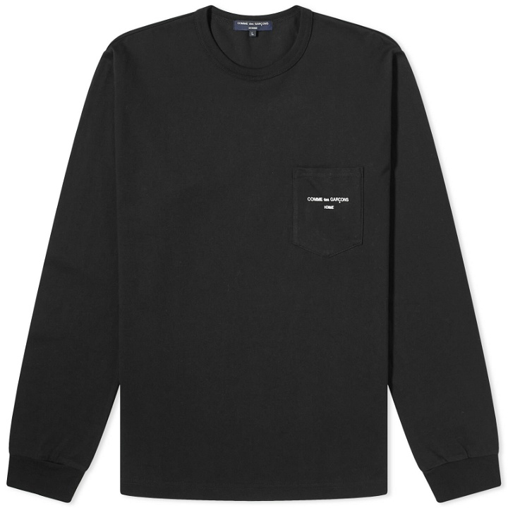 Photo: Comme des Garçons Homme Men's Pocket Logo Long Sleeve T-Shirt in Black