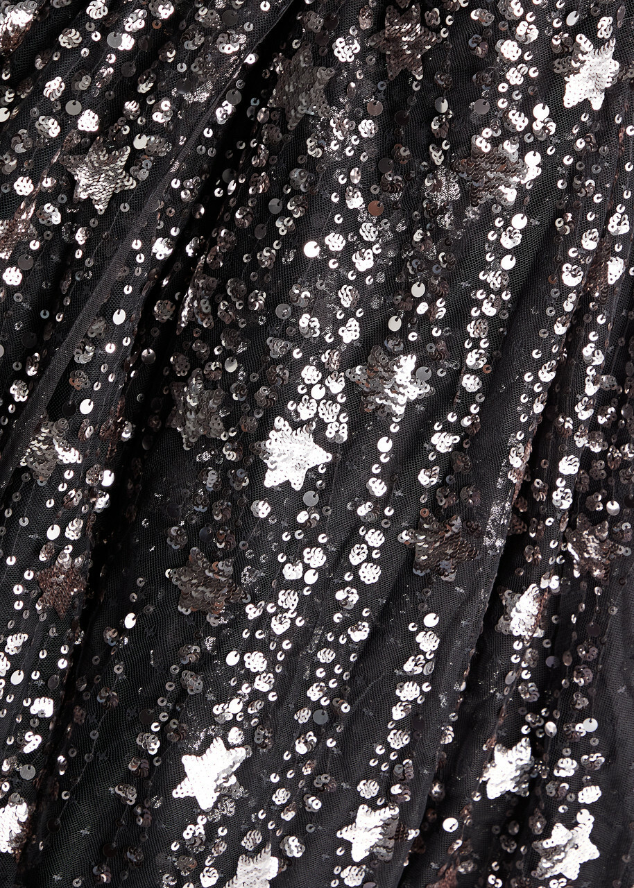 Needle & Thread Shooting Stars Off-the-shoulder Embellished Tulle Mini Dress  Gunmetal Needle & Thread