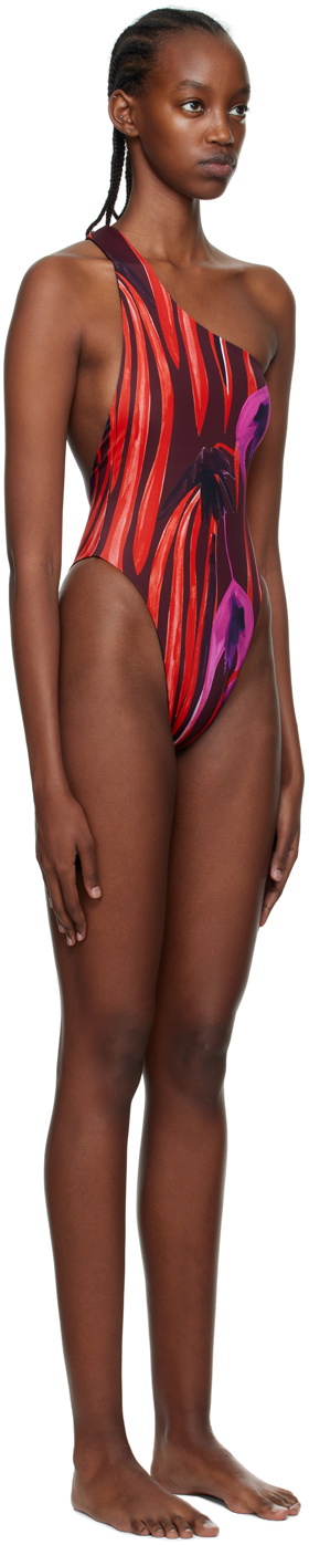 Louisa Ballou Red Plunge One-Piece Swimsuit