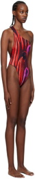 Louisa Ballou Red Plunge One-Piece Swimsuit