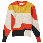 Folk Men's x Speedo Intarsia Crew Sweater in Burnt Red Multi