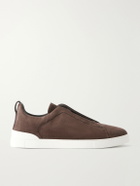 Zegna - Triple Stitch™ Suede Slip-On Sneakers - Brown