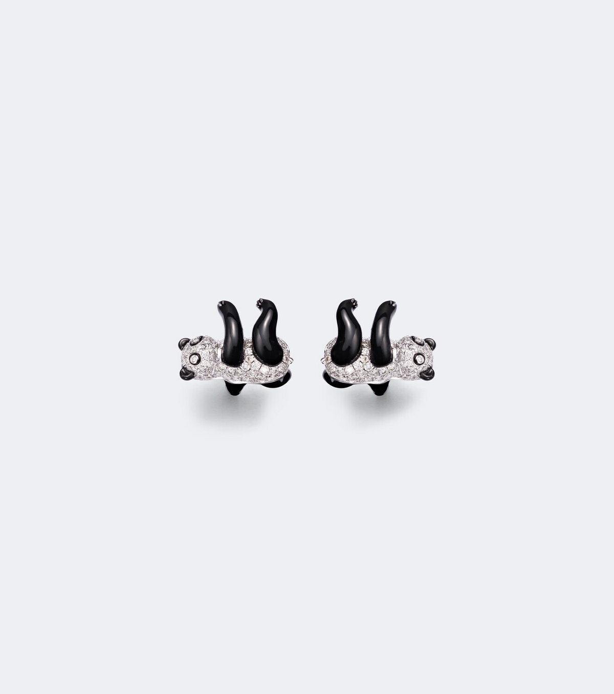 Yvonne Léon Panda 9kt white gold earrings with diamonds