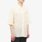Acne Studios Men's Sambler Embroidered Short Sleeve Stripe Shirt in Yellow/White