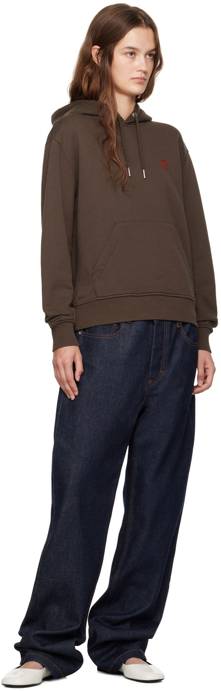 AMI Paris Brown Ami de Cœur Hoodie AMI