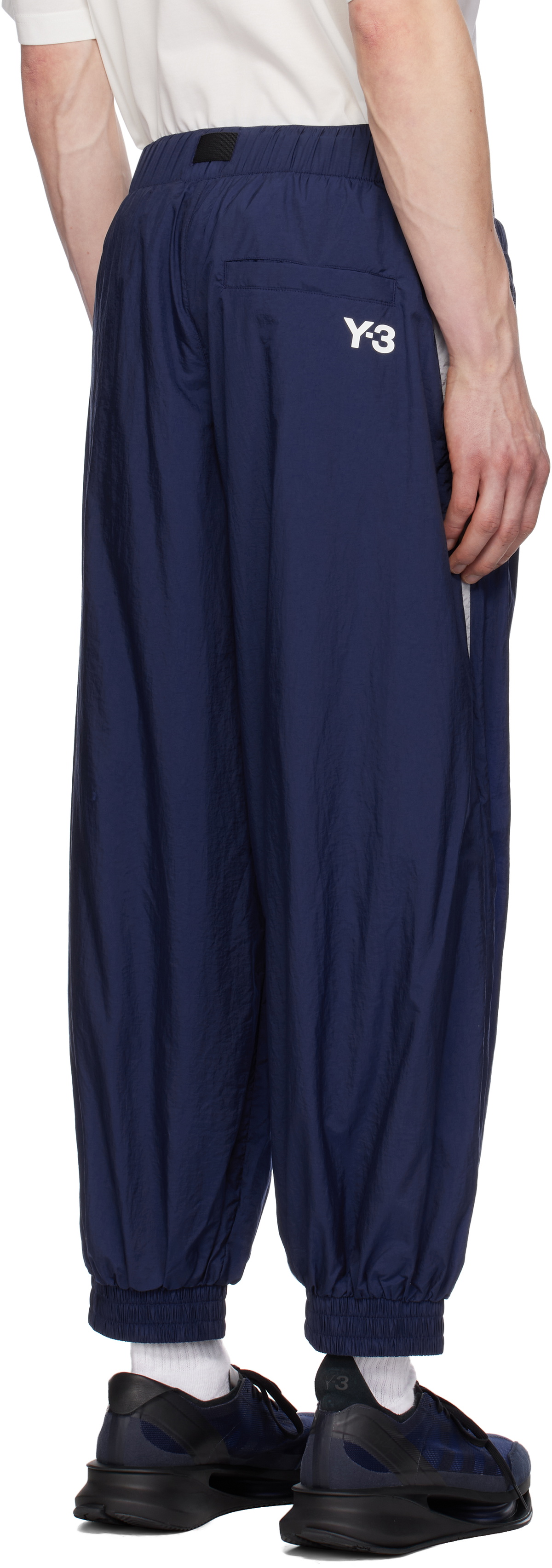 Y-3 Blue 3-Stripes Nylon Sweatpants