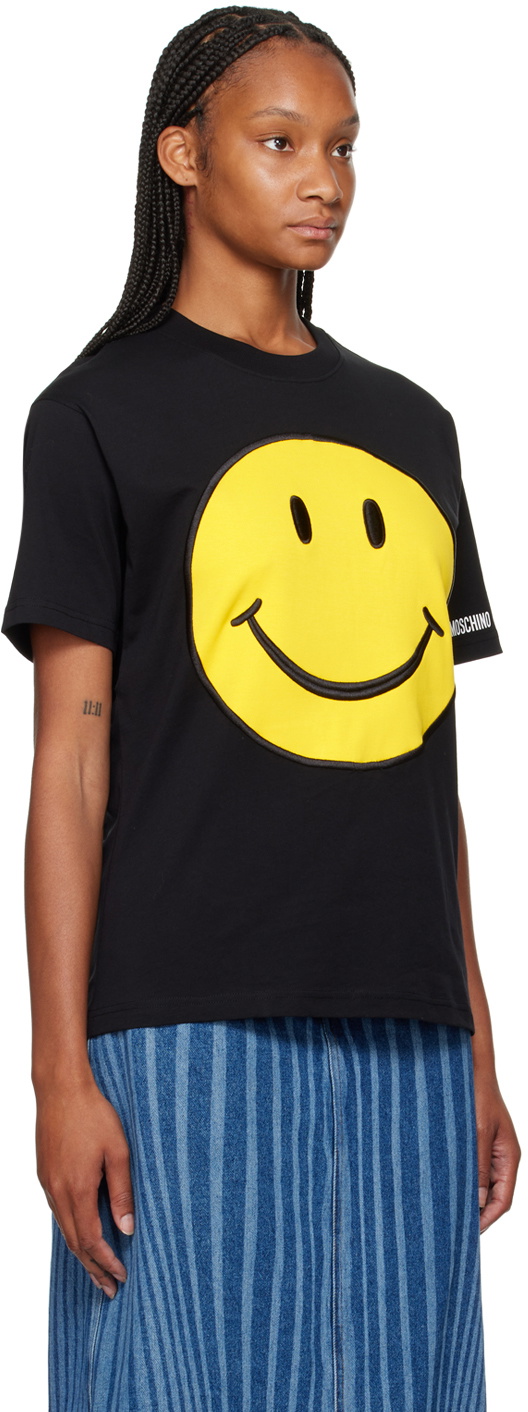 Moschino Black Embroidered Graphic T-Shirt