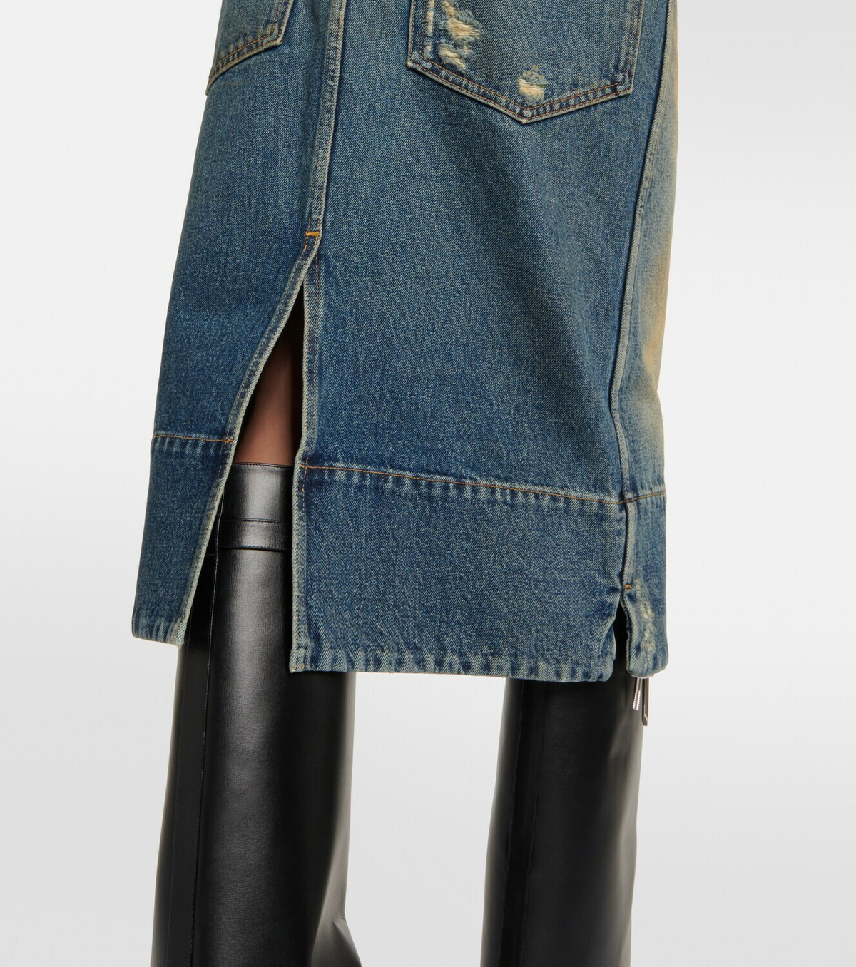 Givenchy - Distressed low-rise denim midi skirt Givenchy