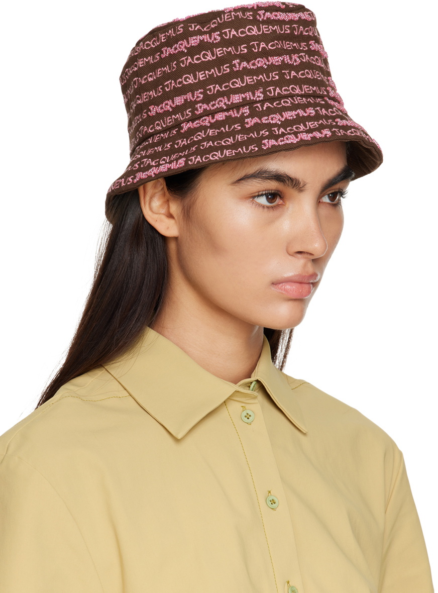 Jacquemus Brown Le Raphia 'Le Bob Bordado' Bucket Hat Jacquemus