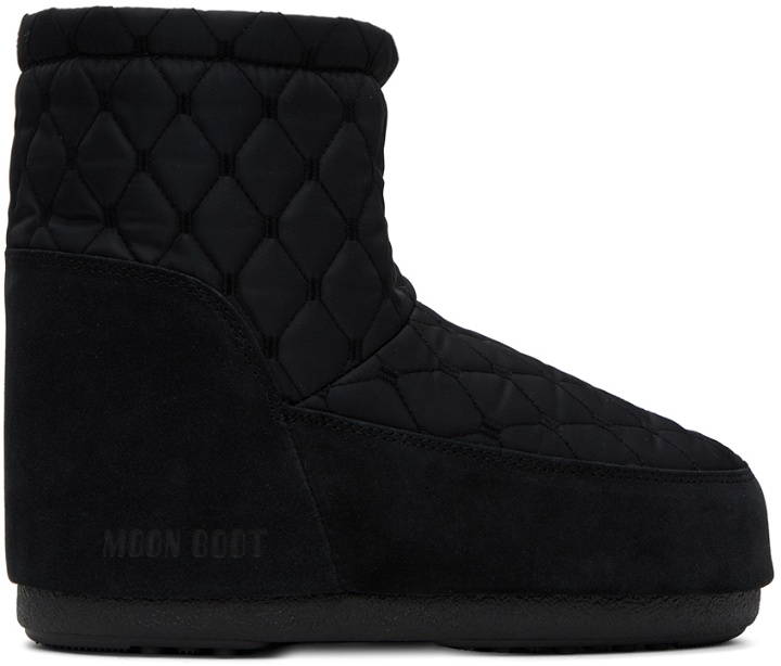 Photo: Moon Boot Black Icon Low No Lace Quilted Boots