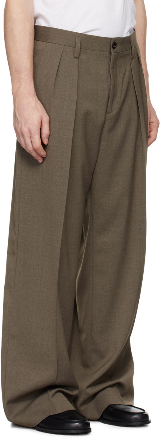 Filippa K Taupe Wide Wool Trousers