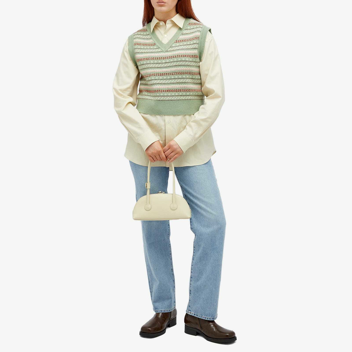 DUNST Women's Patterned Knit Vest in Soft Green
