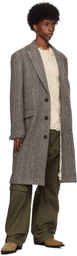 Golden Goose Gray Single-Breasted Wool Herringbone Coat