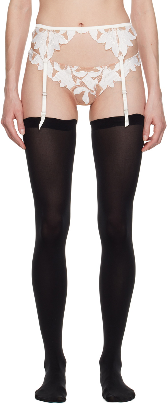 Fleur du Mal White Lily Garter Belt