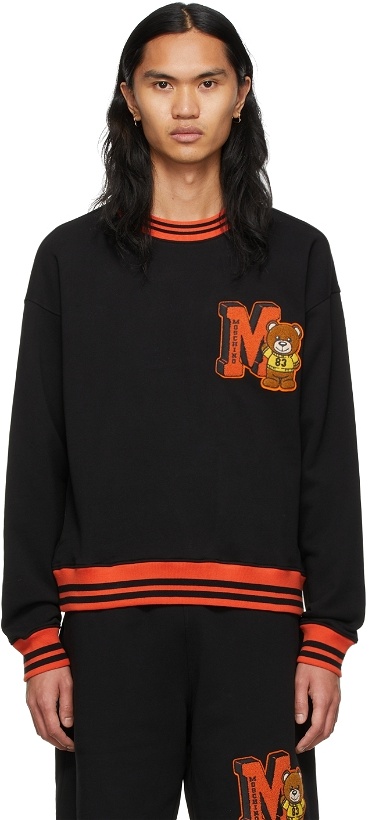 Photo: Moschino Black Varsity Teddy Bear Sweatshirt
