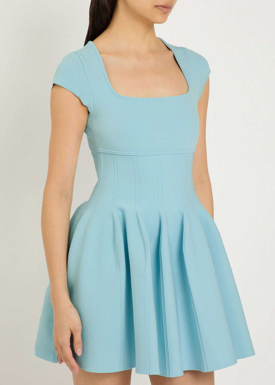 Simkhai Gallagher Piqué Knit Mini Dress Light Blue