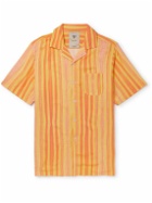 OAS - The Cuba Camp-Collar Striped Woven Shirt - Orange