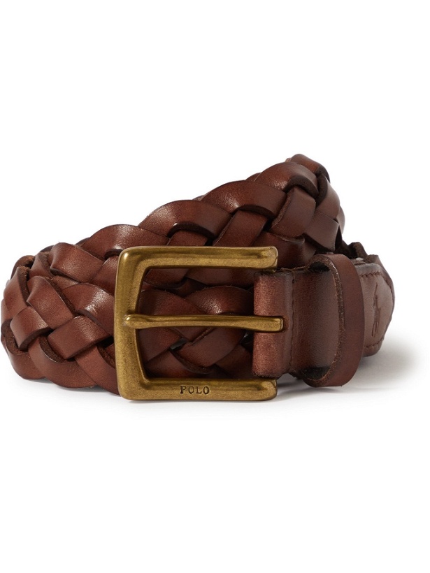 Photo: POLO RALPH LAUREN - 3cm Braided Leather Belt - Brown