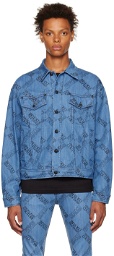 Versace Jeans Couture Blue Print Denim Jacket
