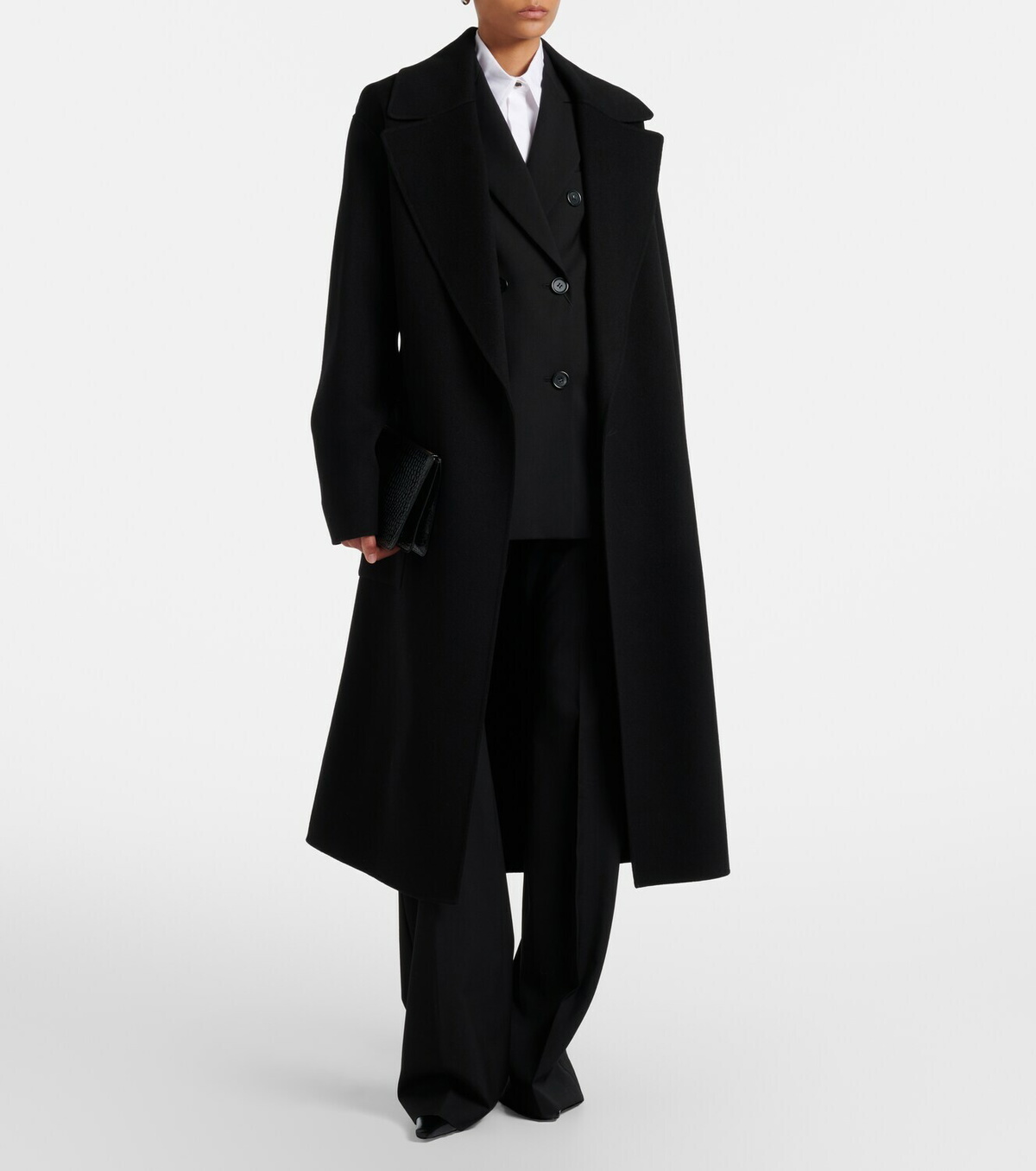 Sportmax Belted oversized virgin wool wrap coat