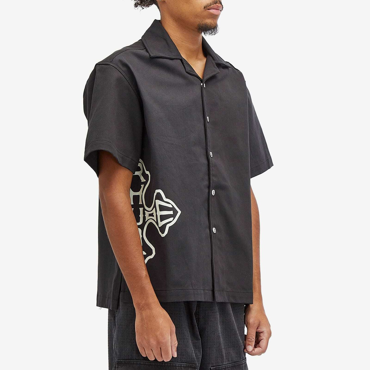 Rhude Men's Cross Snap Vacation Shirt in Black Rhude