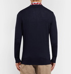 Gucci - Slim-Fit Logo-Intarsia Wool Sweater - Men - Navy