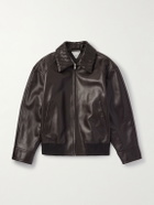 Bottega Veneta - Intrecciato-Trimmed Leather Blouson Jacket - Brown