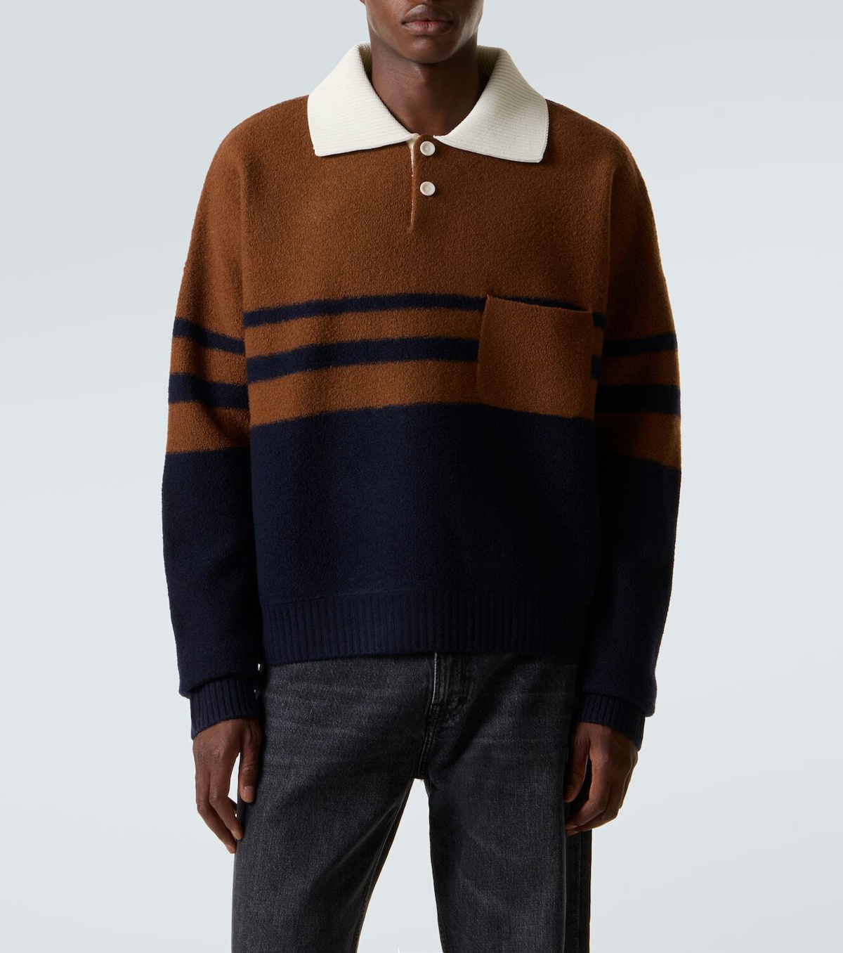 Wales Bonner Calm striped wool polo sweater