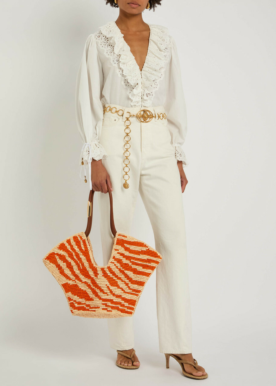 Zimmermann Goldentime Zebra Raffia Tote - Multi Animal - One Size