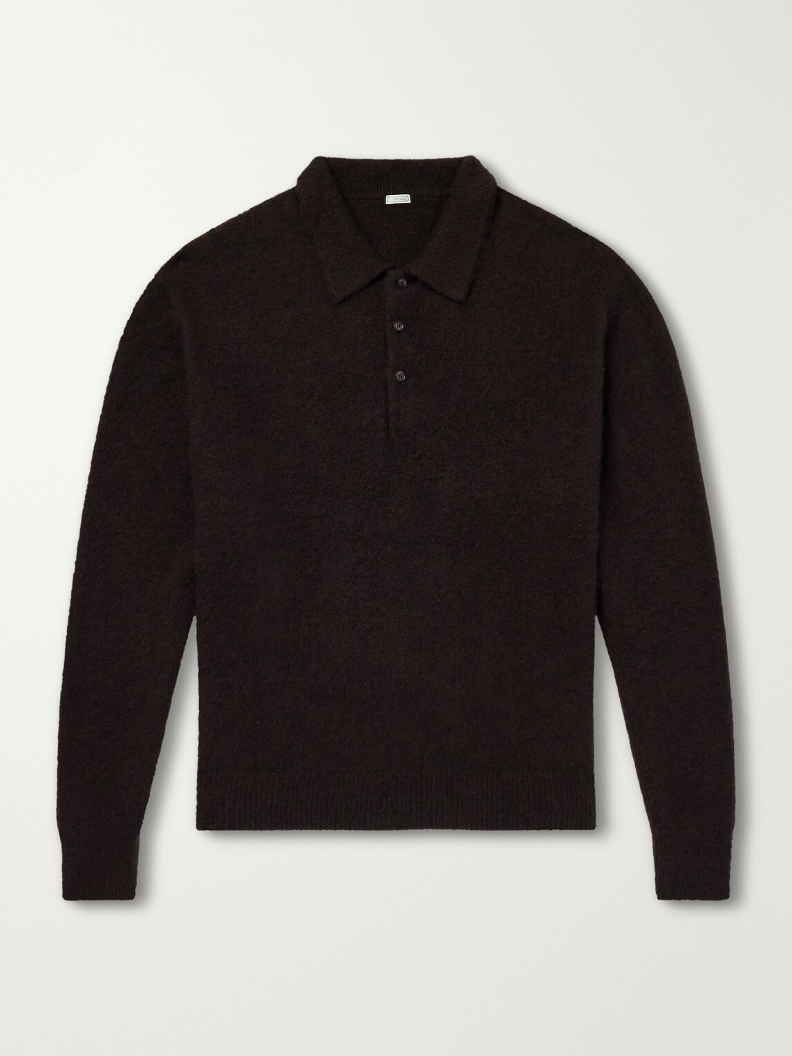 A.PRESSE - Brushed Cashmere Polo Sweater - Brown