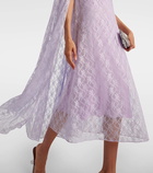 Rodarte Caped floral lace midi dress