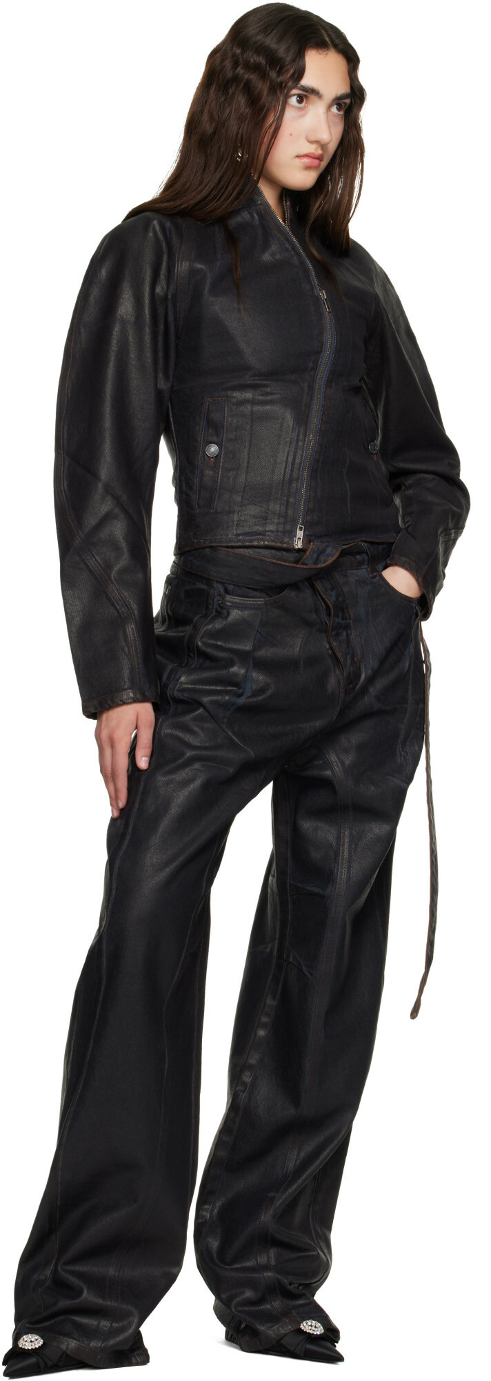 Ottolinger Brown Glazed Curve Denim Jacket