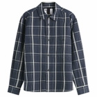 MHL by Margaret Howell Men's Overall Shirt in Slate Blue/Off White
