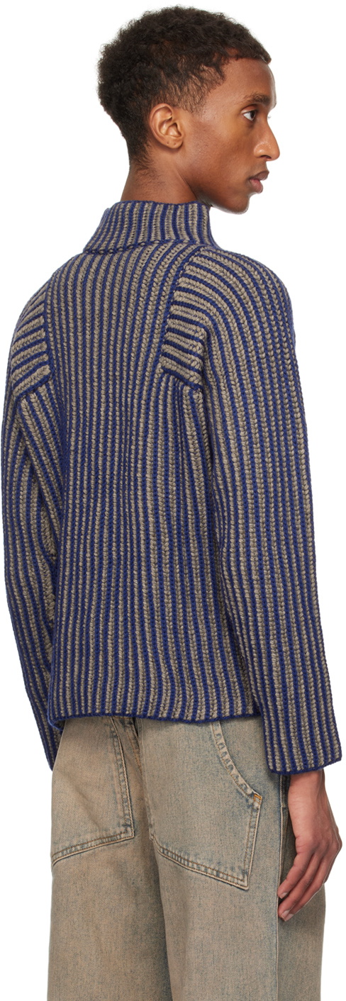Eckhaus Latta Blue & Taupe Chalet Sweater