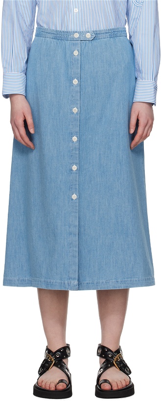 Photo: A.P.C. Blue Deauville Denim Midi Skirt