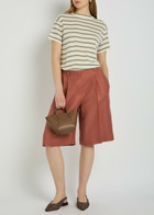 Brunello Cucinelli Bermuda Pleated Linen Shorts Terracotta
