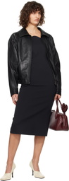 RECTO Black RC Signature Curved Neck Midi Dress