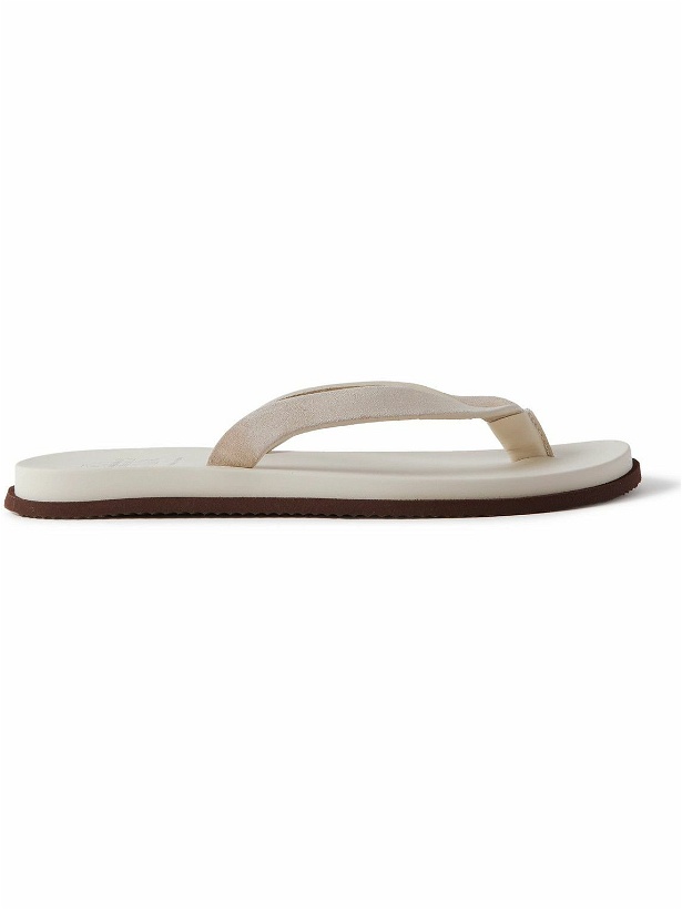 Photo: Brunello Cucinelli - Suede and Leather Flip Flops - Brown