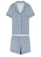 Eberjey Gisele Printed Jersey Pyjama set Navy