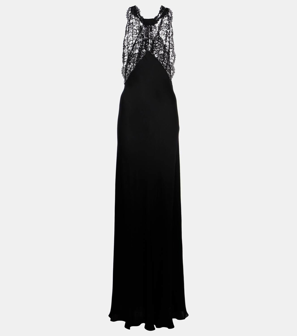 Saint Laurent Lace-trimmed silk charmeuse gown Saint Laurent