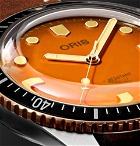 Oris - Revolution Divers Sixty-Five Honey Automatic 40mm Stainless Steel and Leather Watch - Orange