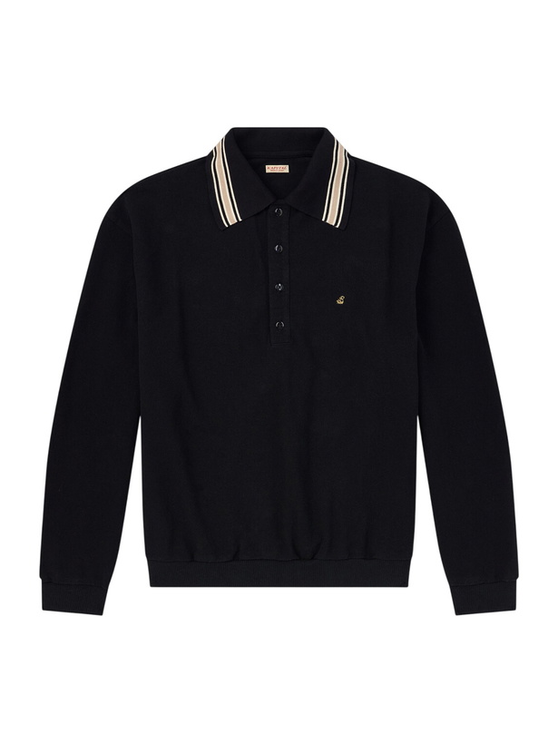Photo: KAPITAL - Box Striped Embroidered Cotton-Piqué Polo Shirt - Black
