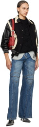 Andersson Bell Black & Off-White Robyn Leather Bomber Jacket