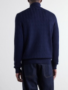 Mr P. - Pointelle-Knit Merino Wool Zip-Up Cardigan - Blue