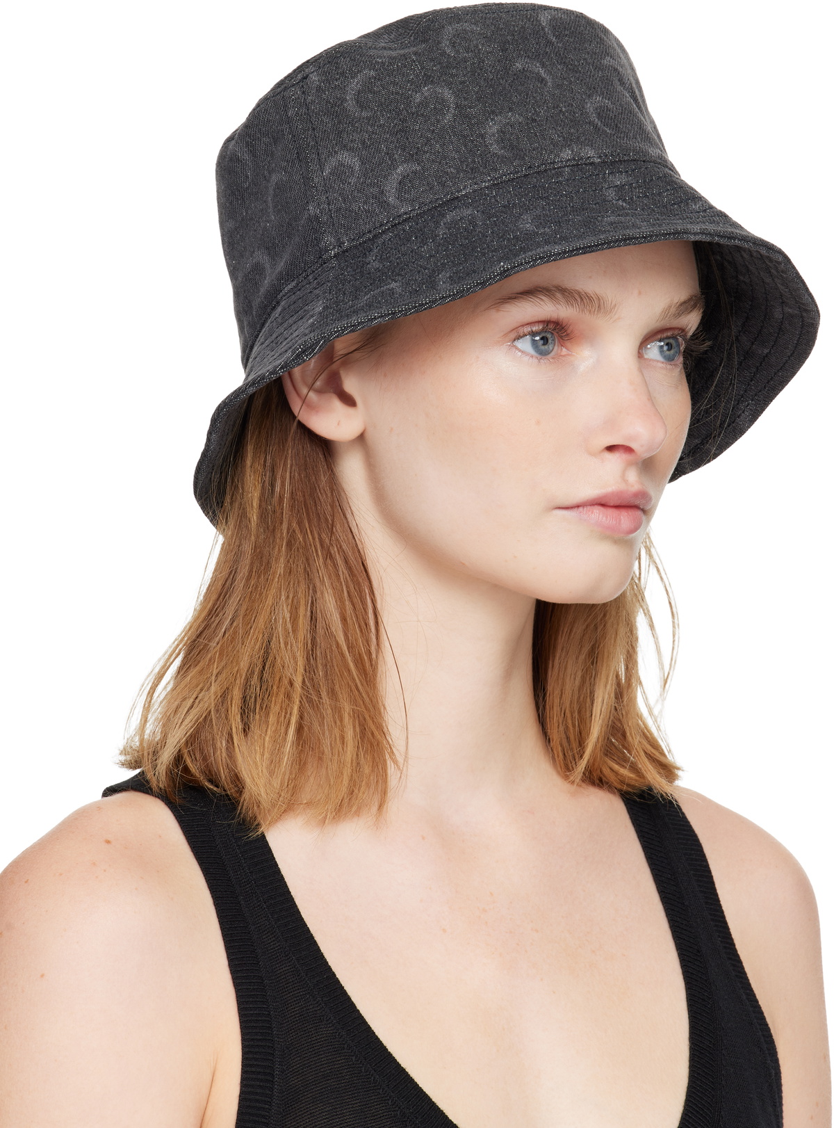 Marine Serre Gray Moon Laser Denim Bucket Hat