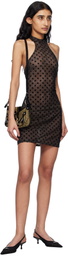 MISBHV Black Mesh Monogram Halter Minidress