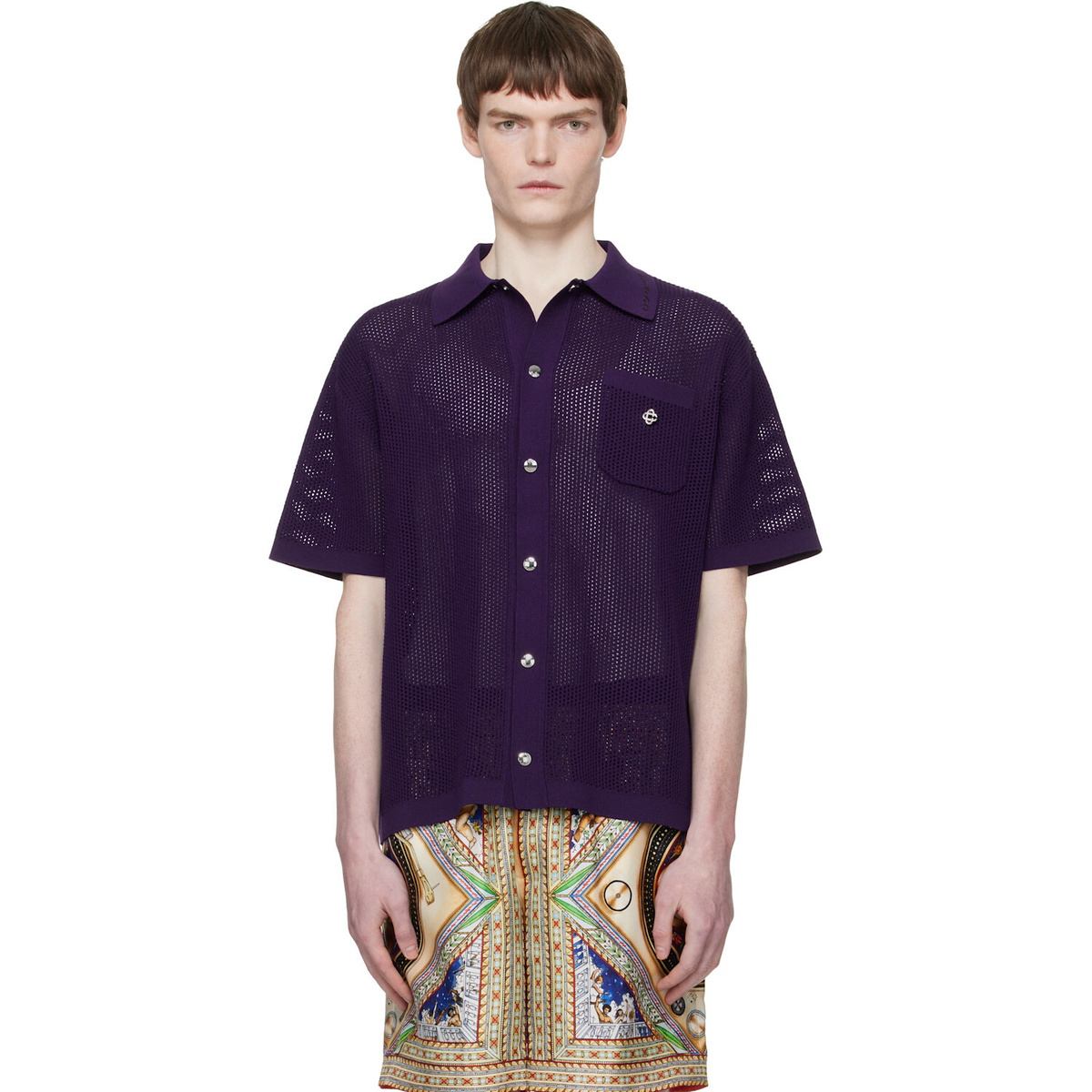 Casablanca Purple Short Sleeve Mesh Shirt